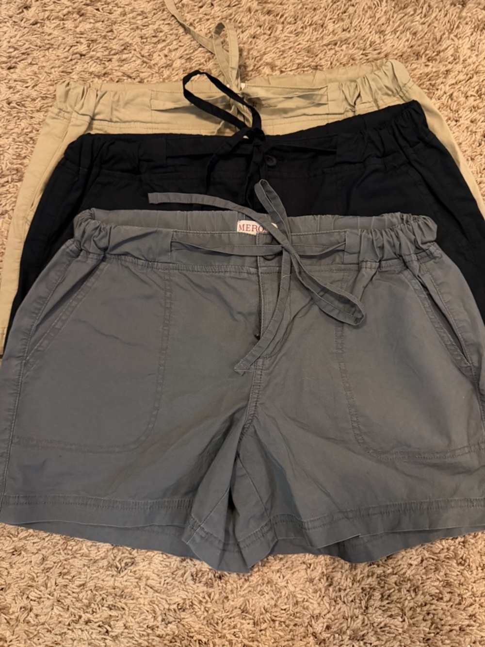 Merona Women's Casual Drawstring Shorts - Gray, Black, Tan